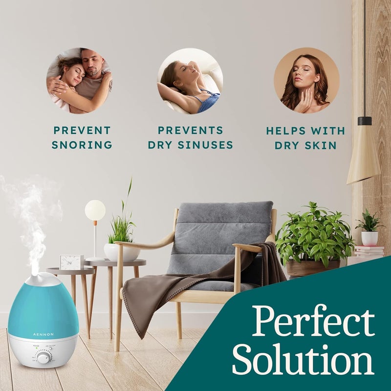 Aennon Air Humidifier for Bedroom - Oil Diffusers for Home - Baby & Pets Humidifier - Auto Shut Off & Night Mode - 20+ Hours of Use - 2.8L - Cool Mist Humidifiers - Image 3